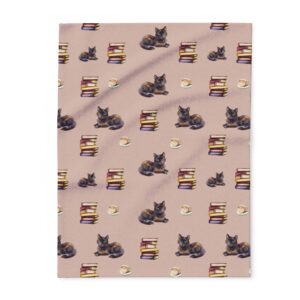 Cozy Reading Cat Fleece Blanket